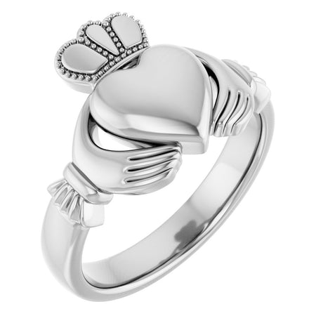 14K White Gold 8.5 mm Claddagh Band Size 7