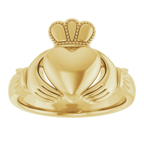 14K Yellow Gold 8.5 mm Claddagh Band Size 7