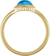 14K Yellow Gold Natural Swiss Blue Topaz Cabochon Ring