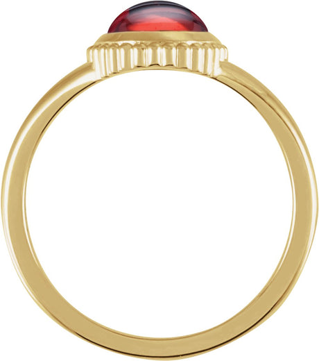 14K Yellow Gold Natural Mozambique Garnet Cabochon Ring