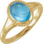 14K Yellow Gold Natural Swiss Blue Topaz Cabochon Ring