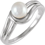 Sterling Silver 6 mm Cultured Freshwater Pearl Ring