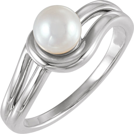 Sterling Silver 6 mm Cultured Freshwater Pearl Ring
