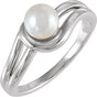 Sterling Silver 6 mm Cultured Freshwater Pearl Ring