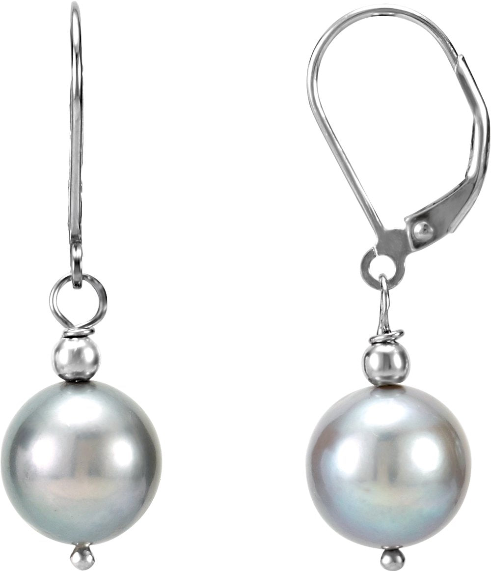 Sterling Silver Cultured Gray Freshwater Pearl Earrings