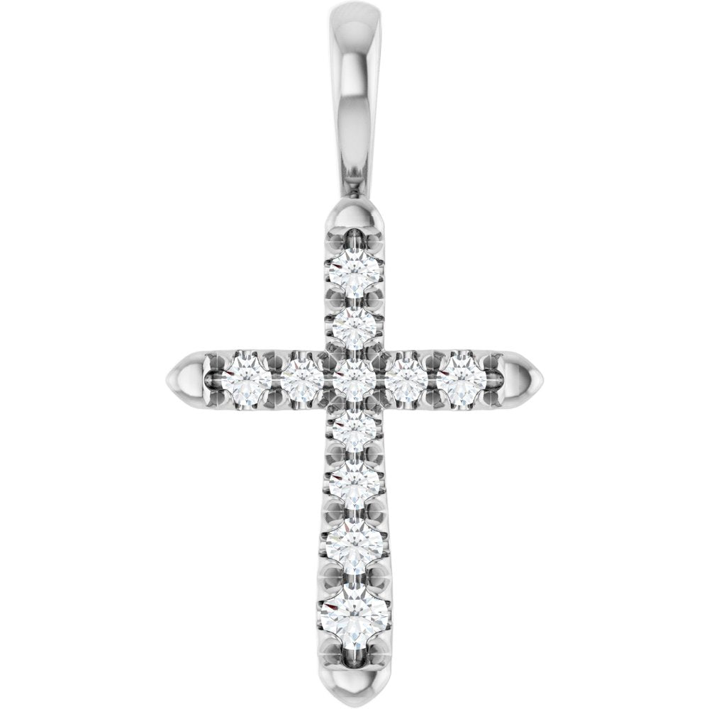 14K White Gold 1/6 CTW Lab-Grown Diamond Cross Pendant 