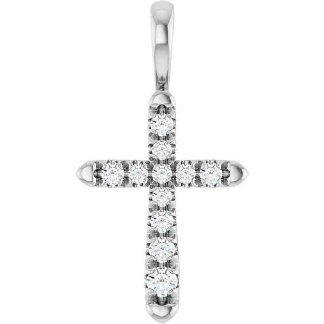 14K White Gold 1/6 CTW Lab-Grown Diamond Cross Pendant 