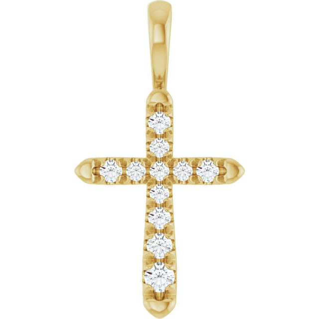 14K Yellow Gold 1/6 CTW Lab-Grown Diamond Cross Pendant 