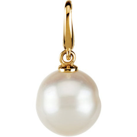 14K Yellow Cultured White Freshwater Pearl Charm