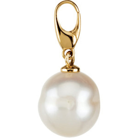 14K Yellow Cultured White Freshwater Pearl Charm