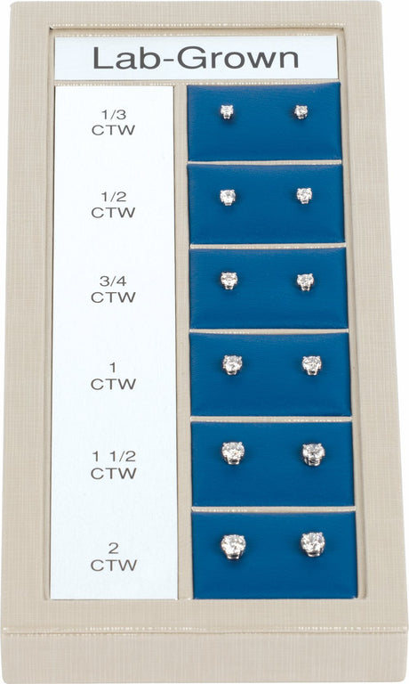 14K White Gold 1/3-2 CTW Lab-Grown Diamond 4-Prong Stud Selling System