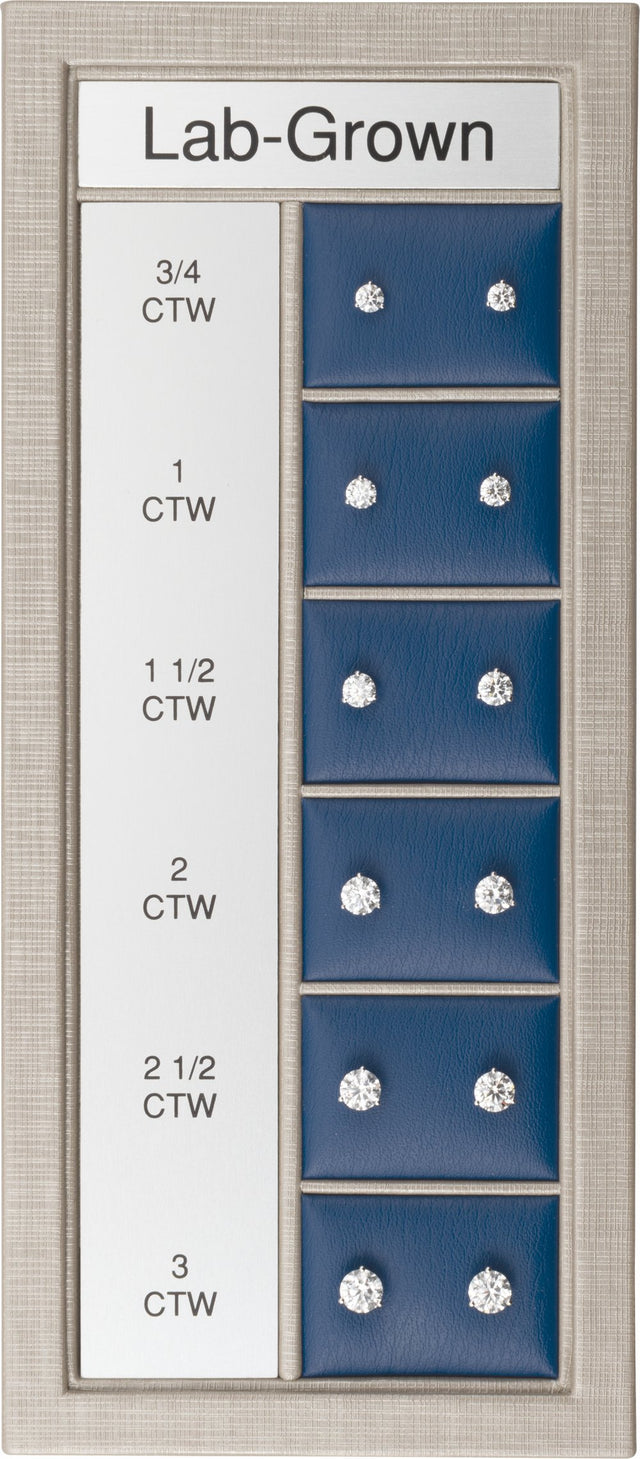 14K White 3/4-3 CTW Lab-Grown Diamond 3-Prong Stud Selling System
