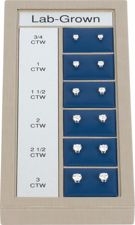 14K White Gold 3/4-3 CTW Lab-Grown Diamond 4-Prong Stud Selling System