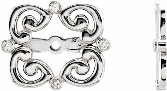 14K White Gold .08 CTW Natiral Diamond Earring Jackets with 5.7 mm ID