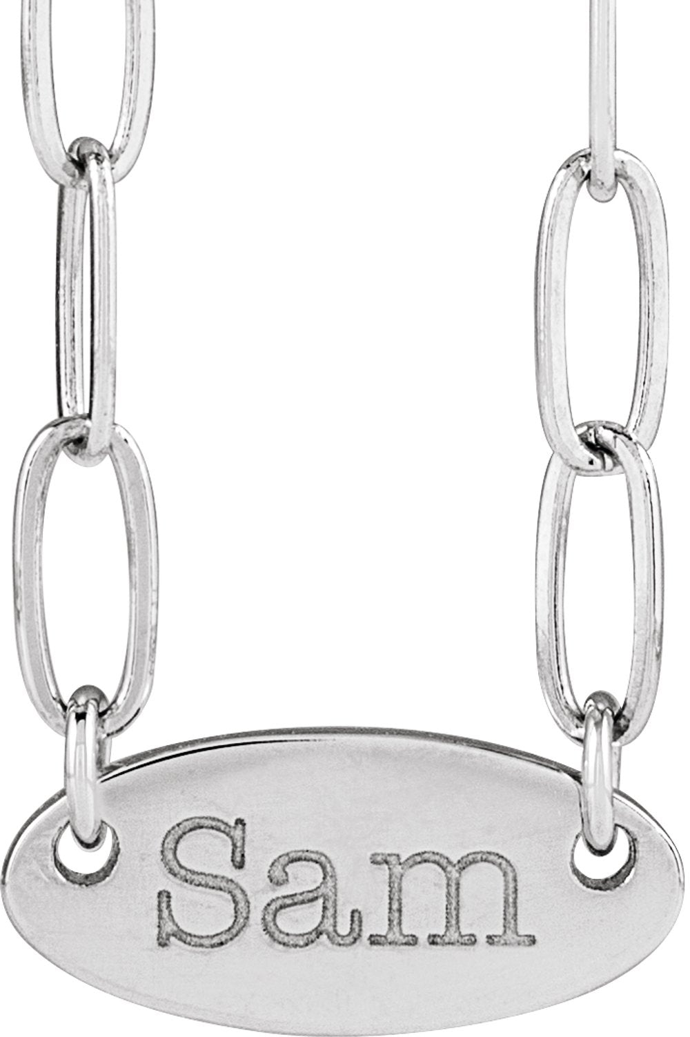 Sterling Silver Engravable Oval 18" Necklace