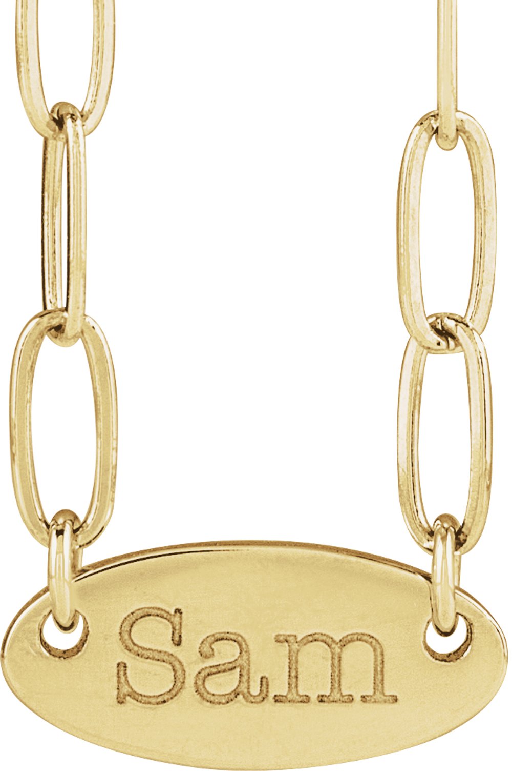14K Yellow Gold Engravable Oval 18" Necklace
