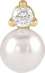 14K Yellow Gold Cultured White Freshwater Pearl & 1/10 CTW Lab-Grown Diamond Pendant