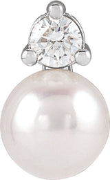 Sterling Silver Cultured White Freshwater Pearl & 1/10 CTW Lab-Grown Diamond Pendant
