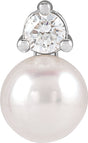 Sterling Silver Cultured White Freshwater Pearl & 1/10 CTW Lab-Grown Diamond Pendant