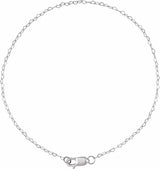 14K White .8 mm Heart 7" Chain