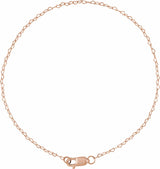 14K Rose .8 mm Heart 7" Chain