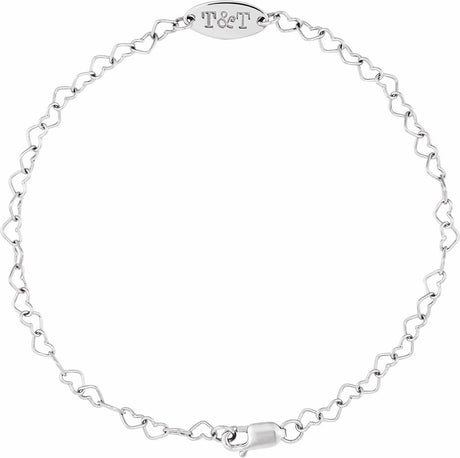 Sterling Silver Engravable Heart Link 7" Bracelet