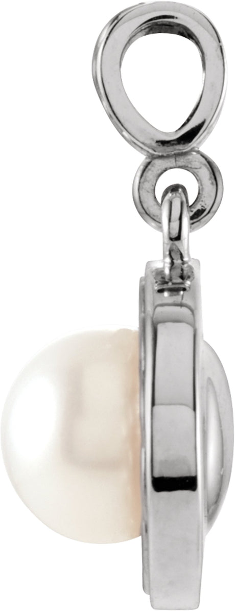 14K White Cultured White Freshwater Pearl Pendant