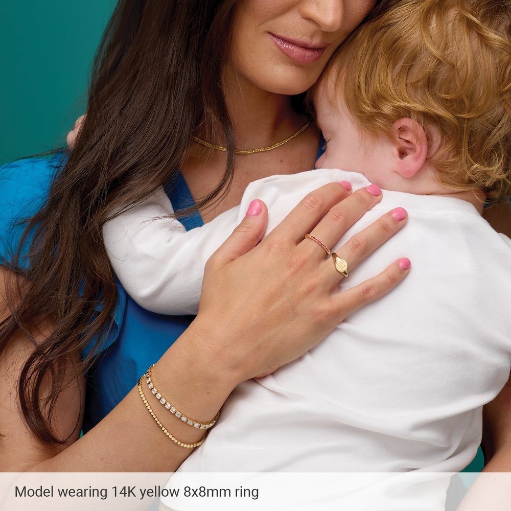 14K White 8 mm Signet Ring