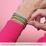 14K Yellow Gold Natural Pink Tourmaline Line 7" Bracelet