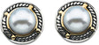 Sterling Silver & 14K Yellow Gold Cultured White Freshwater Pearl Earrings
