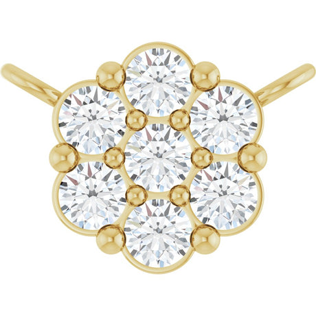 14K Yellow Gold 1/5 CTW Lab-Grown Diamond Cluster Necklace Center