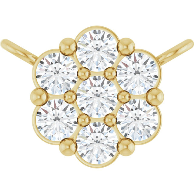 14K Yellow Gold 1/5 CTW Lab-Grown Diamond Cluster Necklace Center