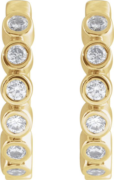 14K Yellow Gold 1/4 CTW Lab-Grown Diamond Hinged Hoop Earrings