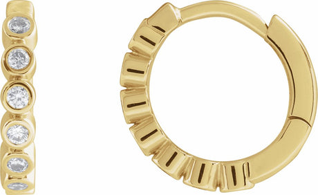 14K Yellow Gold 1/4 CTW Lab-Grown Diamond Hinged Hoop Earrings