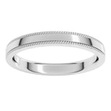 14K White Gold 3 mm Rope Edge Comfort-Fit Flat Band