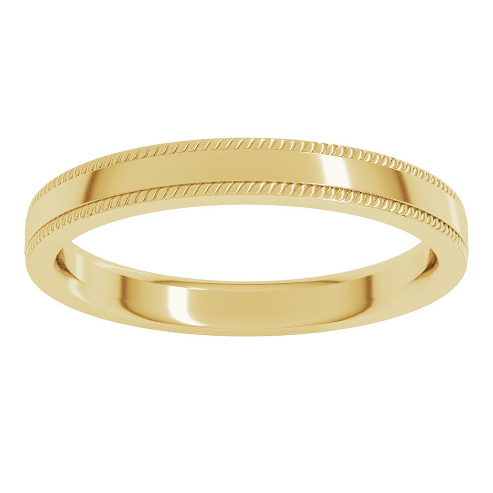 14K Yellow Gold 3 mm Rope Edge Comfort-Fit Flat Band Size 7