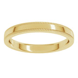 14K Yellow Gold 3 mm Rope Edge Comfort-Fit Flat Band Size 7