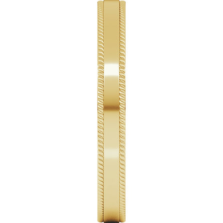 10K Yellow Gold 3 mm Rope Edge Comfort-Fit Flat Band Size 4