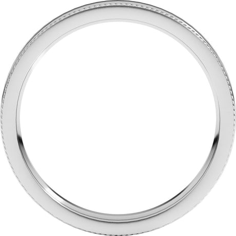 14K White Gold 3 mm Rope Edge Comfort-Fit Flat Band Size 7