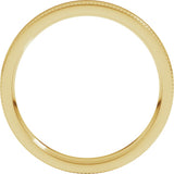 14K Yellow Gold 3 mm Rope Edge Comfort-Fit Flat Band Size 7