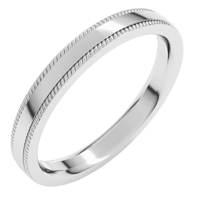 Sterling Silver 3 mm Rope Edge Comfort-Fit Flat Band Size 5.5