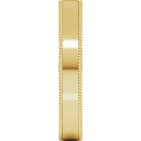 14K Yellow Gold 4 mm Rope Edge Comfort-Fit Flat Band Size 5