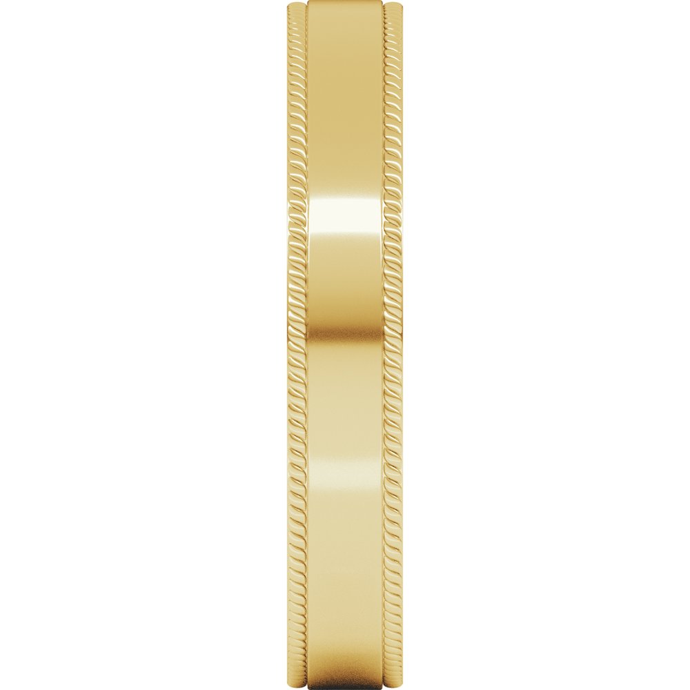 10K Yellow Gold 4 mm Rope Edge Comfort-Fit Flat Band Size 4