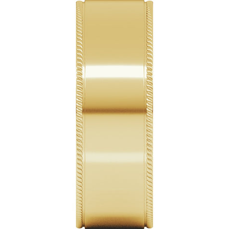 18K Yellow Gold 8 mm Rope Edge Comfort-Fit Flat Band Size 9