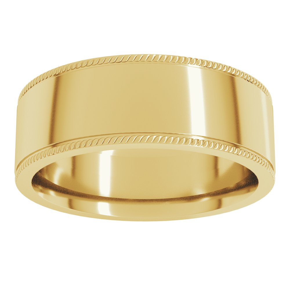14K Yellow Gold 8 mm Rope Edge Comfort-Fit Flat Band Size 11