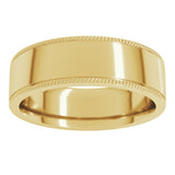 14K Yellow Gold 7 mm Rope Edge Comfort-Fit Flat Band Size 9