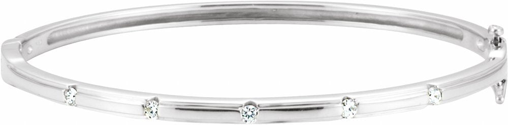 14K White Gold 1/4 CTW Lab-Grown Diamond Bangle 6" Bracelet