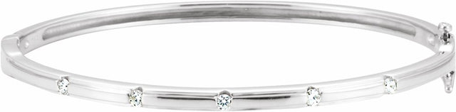14K White Gold 1/4 CTW Lab-Grown Diamond Bangle 6" Bracelet