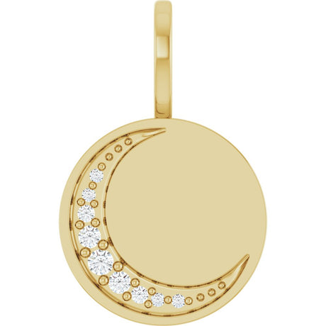 14K Yellow Gold Engravable .05 CTW Natural Diamond Crescent Moon Pendant