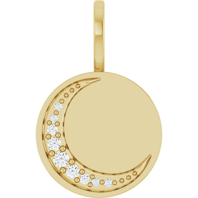 14K Yellow Gold Engravable .05 CTW Lab-Grown Diamond Crescent Moon Pendant